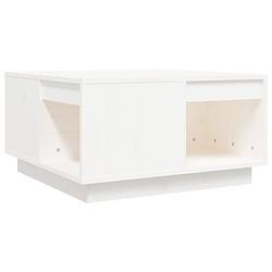 Foto van The living store salontafel houten - grenenhout - ruim tafelblad - wit - 60 x 61 x 32.5 cm