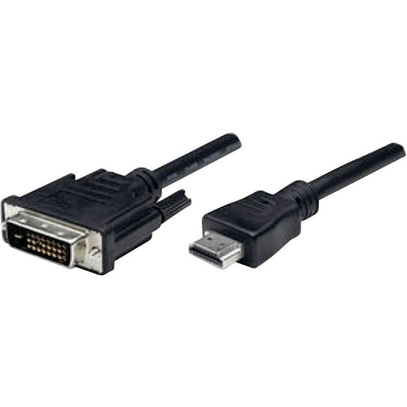 Foto van Manhattan hdmi / dvi adapterkabel hdmi-a stekker, dvi-d 24+1-polige stekker 1.80 m zwart 372503-cg schroefbaar hdmi-kabel