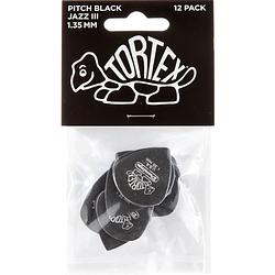 Foto van Dunlop tortex pitch black jazz iii 1.35mm 12-pack plectrumset zwart