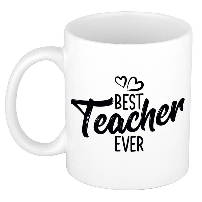 Foto van Best teacher ever leraren cadeau mok / beker wit - feest mokken