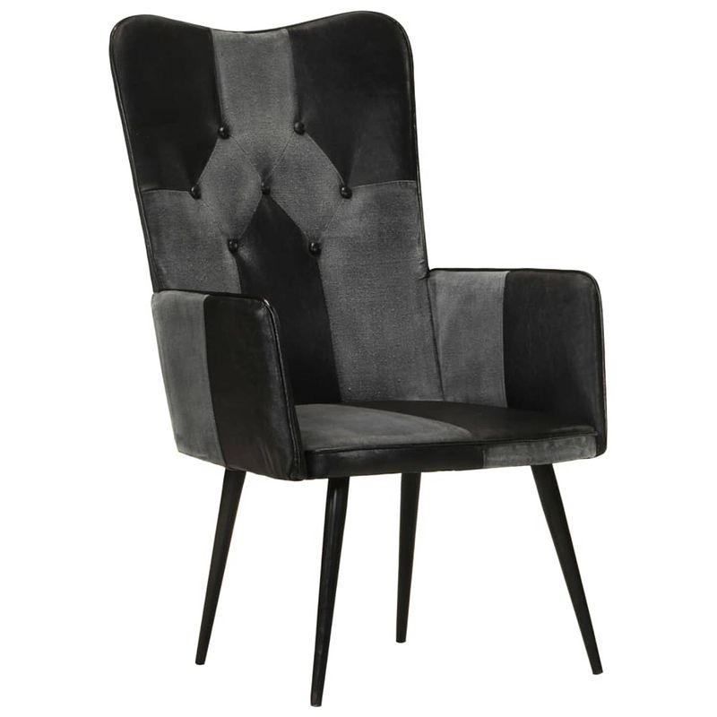 Foto van The living store armstoel - hoogwaardig - fauteuil - afmeting- 55 x 41 x 97 - kleur- zwart en grijs - materiaal- echt