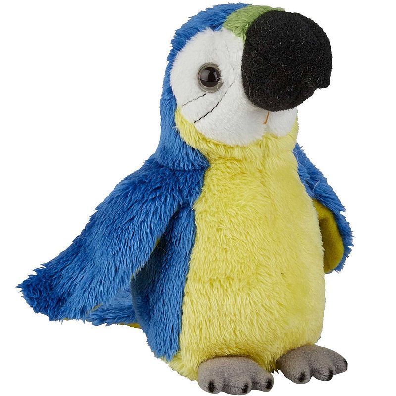 Foto van Pluche knuffel dieren blauwe macaw papegaai vogel van 15 cm - vogel knuffels