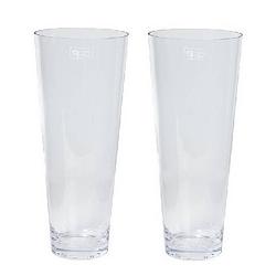 Foto van 2x conische vaas helder glas 18 x 43 cm - 2x glazen boeketvaas conisch - 2 stuks