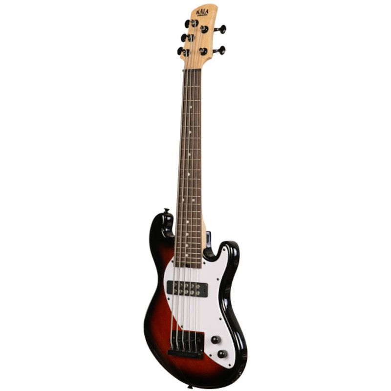 Foto van Kala solid body 5-string fretted u-bass tobacco burst 5-snarige elektrische basgitaar met gigbag