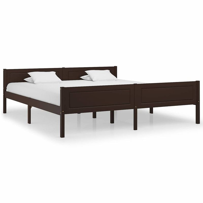 Foto van Vidaxl bedframe massief grenenhout donkerbruin 180x200 cm