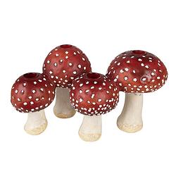 Foto van Clayre & eef kandelaar paddenstoel 17 cm rood wit polyresin woondecoratie rood woondecoratie
