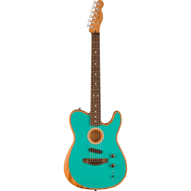 Foto van Fender limited edition acoustasonic player telecaster rw miami blue met gigbag