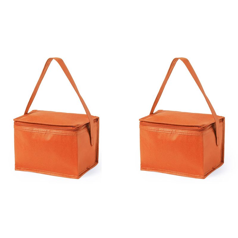 Foto van 2x stuks strand sixpack mini koeltasjes oranje - koeltas