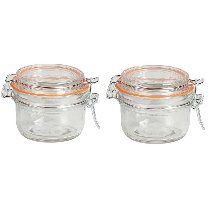 Foto van Urban living weckpot/inmaakpot - 2x - 170 ml - glas - met beugelsluiting - d9 x h7 cm - weckpotten