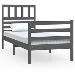 Foto van The living store bedframe - grenenhout - 90 x 200 cm - grijs