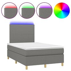 Foto van The living store boxspring - donkergrijs - 203 x 120 x 118/128 cm - led-verlichting - pocketvering matras -