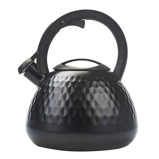 Foto van Altom design gordon fluitketel rvs mat zwart 2.7 liter met uniek ruitpatroon