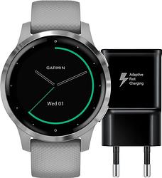 Foto van Garmin vivoactive 4s zilver/grijs 40 mm + samsung adaptive fast charging oplader met usb a