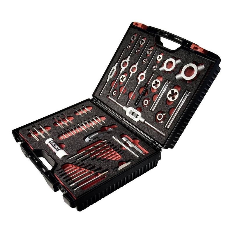 Foto van Exact 70521 schroefdraad reparatieset 61-delig hss-e metrisch m3, m4, m5, m6, m8, m10, m12