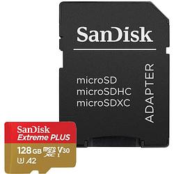 Foto van Sandisk extreme plus microsdxc 128 gb + sd adapter 200 mb/s 90 mb/s