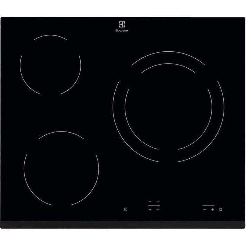 Foto van Electrolux ehf6231fok glaskeramische kookplaat - 3 zones - 5700w - l59 x d52cm - glascoating - zwart