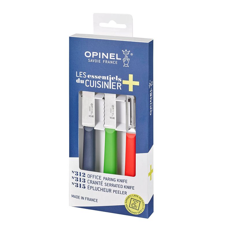 Foto van Opinel trio les essentiels+ keukenset - 3-delig - rvs/kunststof