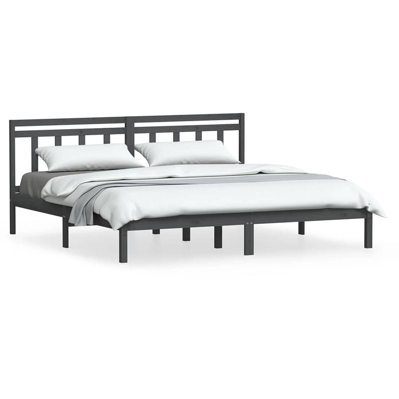 Foto van The living store bedframe - grijs - 180 x 200 cm - massief grenenhout