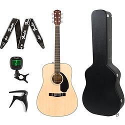 Foto van Fender cd-60s natural akoestische westerngitaar + koffer + accessoires