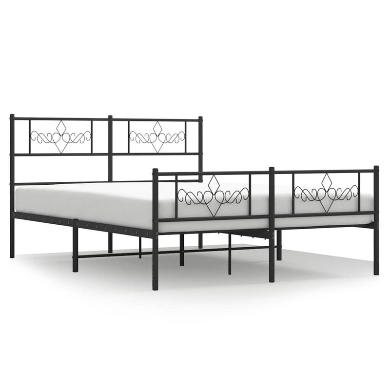 Foto van Vidaxl bedframe met hoofd- en voeteneinde metaal zwart 135x190 cm