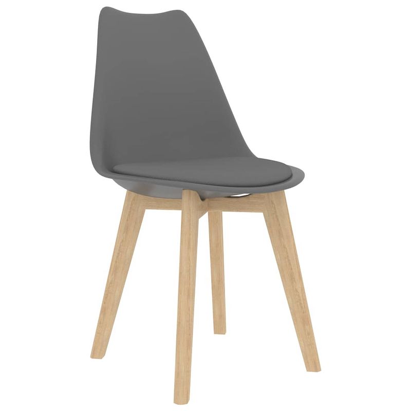 Foto van The living store eetkamerstoelen - grijs - 48 x 53 x 83 cm - kunstleer - beukenhout - rubberwood