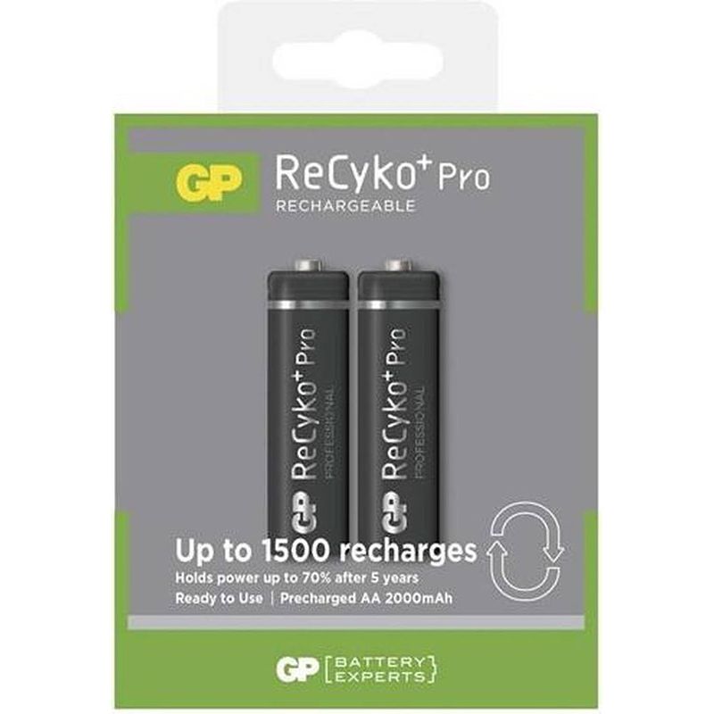 Foto van 2 stuks - duo gp r6/aa recyko+ pro 2000mah 1.2v nimh oplaadbare batterijen