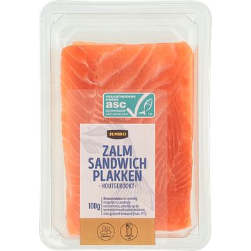 Foto van Jumbo zalm sandwich plakken houtgerookt 100g