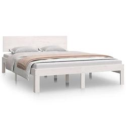 Foto van Vidaxl bedframe massief grenenhout wit 135x190 cm double