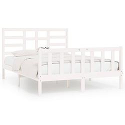 Foto van The living store houten bedframe - massief grenenhout - 205.5 x 166 x 104 cm - wit