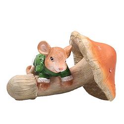 Foto van Tuinbeeld paddenstoel muis
