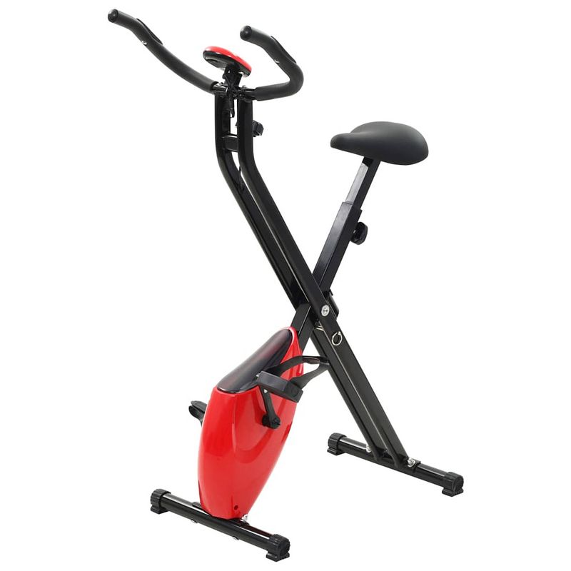 Foto van Vidaxl hometrainer x-bike magnetisch met hartslagmeter zwart en rood