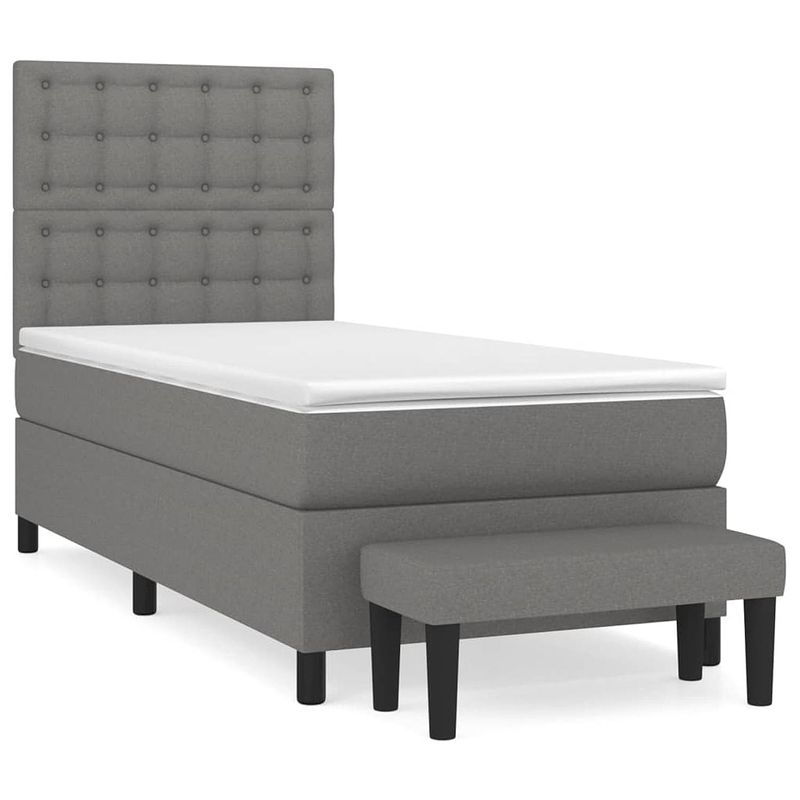 Foto van The living store bed - donkergrijs - boxspring - 203x100x118/128 cm - pocketvering