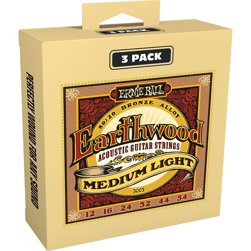 Foto van Ernie ball 3003 earthwood medium light acoustic brons 3 pack