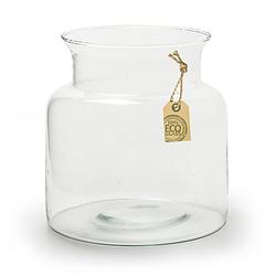 Foto van Transparante lage melkbus vaas van eco glas 19 x 20 cm - vazen