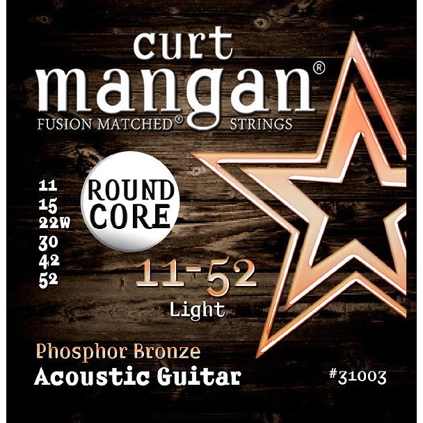 Foto van Curt mangan phosphor bronze 11-52 medium round core snarenset voor staalsnarige akoestische gitaar