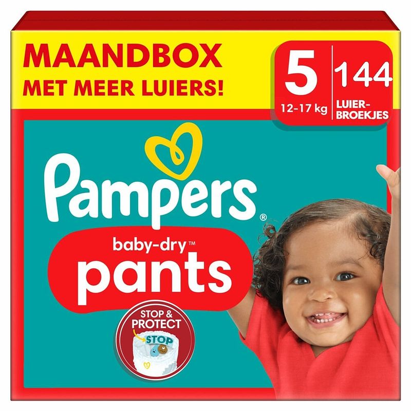 Foto van Pampers baby dry pants maat 5 - 144 luierbroekjes maandbox xl