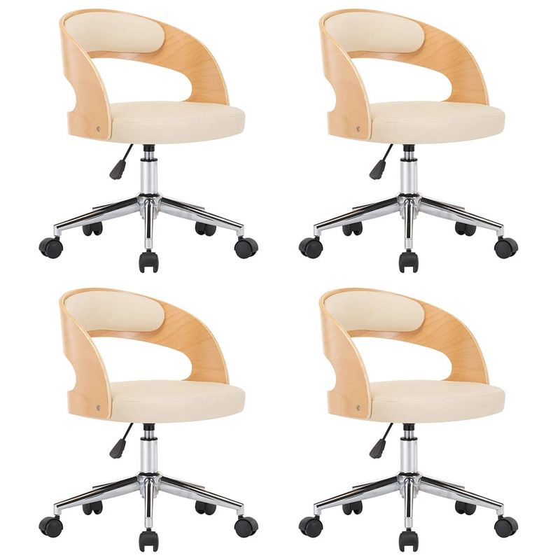 Foto van The living store eetkamerstoelen - set van 4 - crème - 48 x 53 x (66.5-74.5) cm - kunstleer