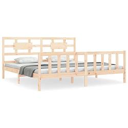 Foto van The living store massief grenenhouten bedframe - 205.5 x 185.5 x 100 cm - multiplex lattenbodem