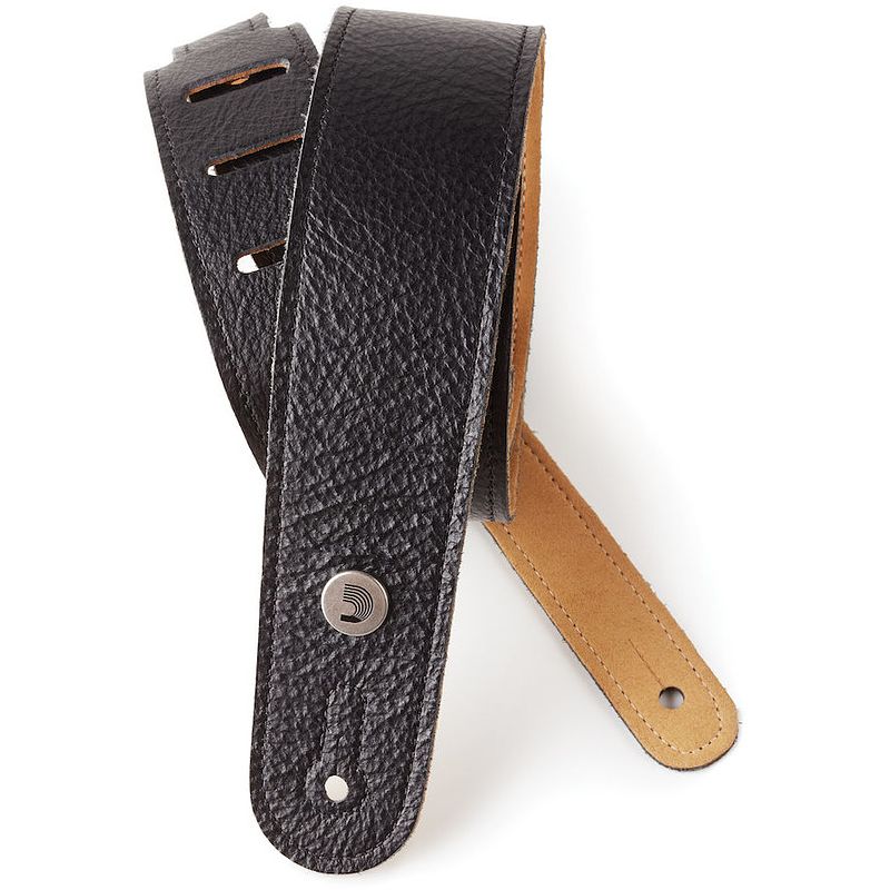 Foto van D'saddario 20gl00 leren gitaarband slim garment leather zwart