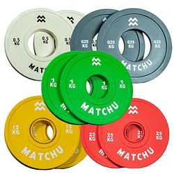 Foto van Matchu sports fractional plates - set - 2x elk gewicht - grijs, beige, groen, geel, rood - rubber