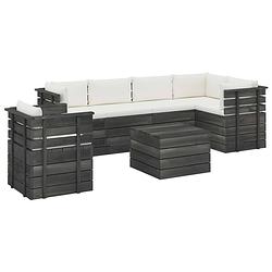 Foto van Vidaxl 7-delige loungeset met kussens pallet massief grenenhout