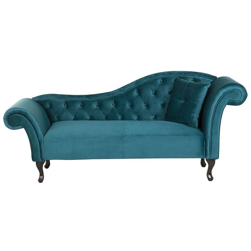 Foto van Beliani lattes - chaise longue-blauw-fluweel