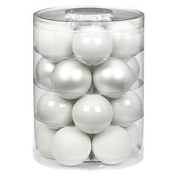 Foto van 60x stuks glazen kerstballen elegant wit mix 6 cm glans en mat - kerstbal