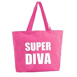 Foto van Super diva shopper tas - fuchsia roze - 47 x 34 x 12,5 cm - boodschappentas / strandtas