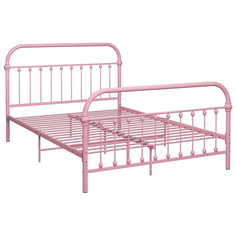 Foto van The living store metalen bedframe - roze - 213 x 131 x 109 cm - geschikt voor 120 x 200 cm matras - montage vereist