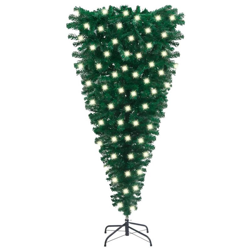 Foto van Vidaxl kunstkerstboom ondersteboven met led's 120 cm groen