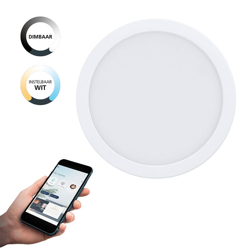 Foto van Eglo connect.z fueva-z smart inbouwlamp - ø 21,6 cm - wit - instelbaar wit licht - dimbaar - zigbee