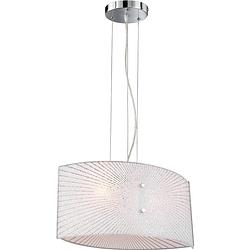 Foto van Led hanglamp - hangverlichting - trion elize - e27 fitting - 2-lichts - ovaal - mat chroom - aluminium