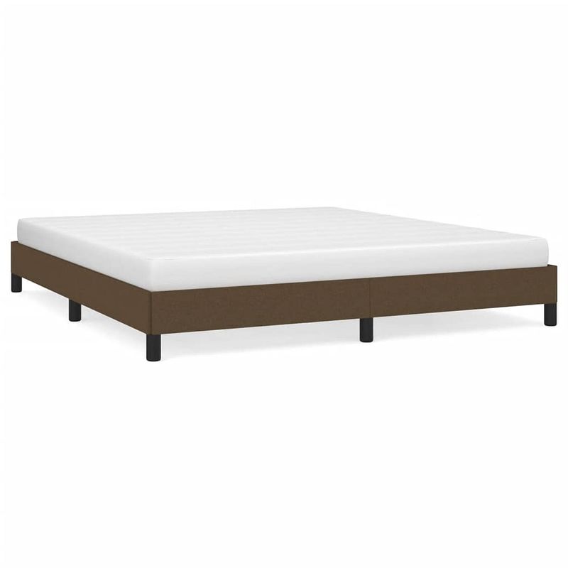 Foto van The living store bedframe donkerbruin stof - 203x163x25cm - multiplex lattenbodem