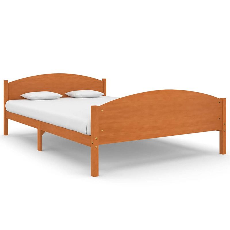 Foto van The living store houten bedframe - grenenhout - 206 x 165.5 x 73.5 cm - honingbruin